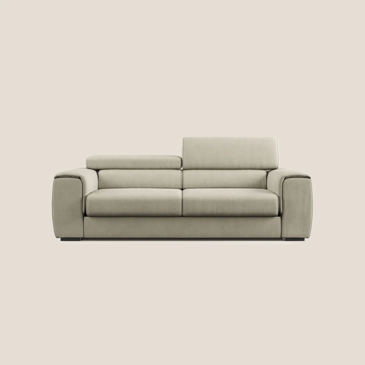 Zeno canapé linéaire avec pouf extractible en tissu doux imperméable T02 crème – Image 2