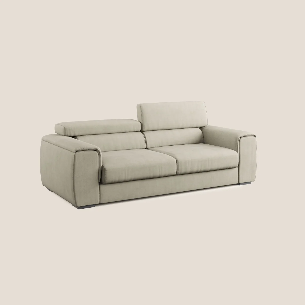Zeno canapé linéaire avec pouf extractible en tissu doux imperméable T02 crème – Image 5