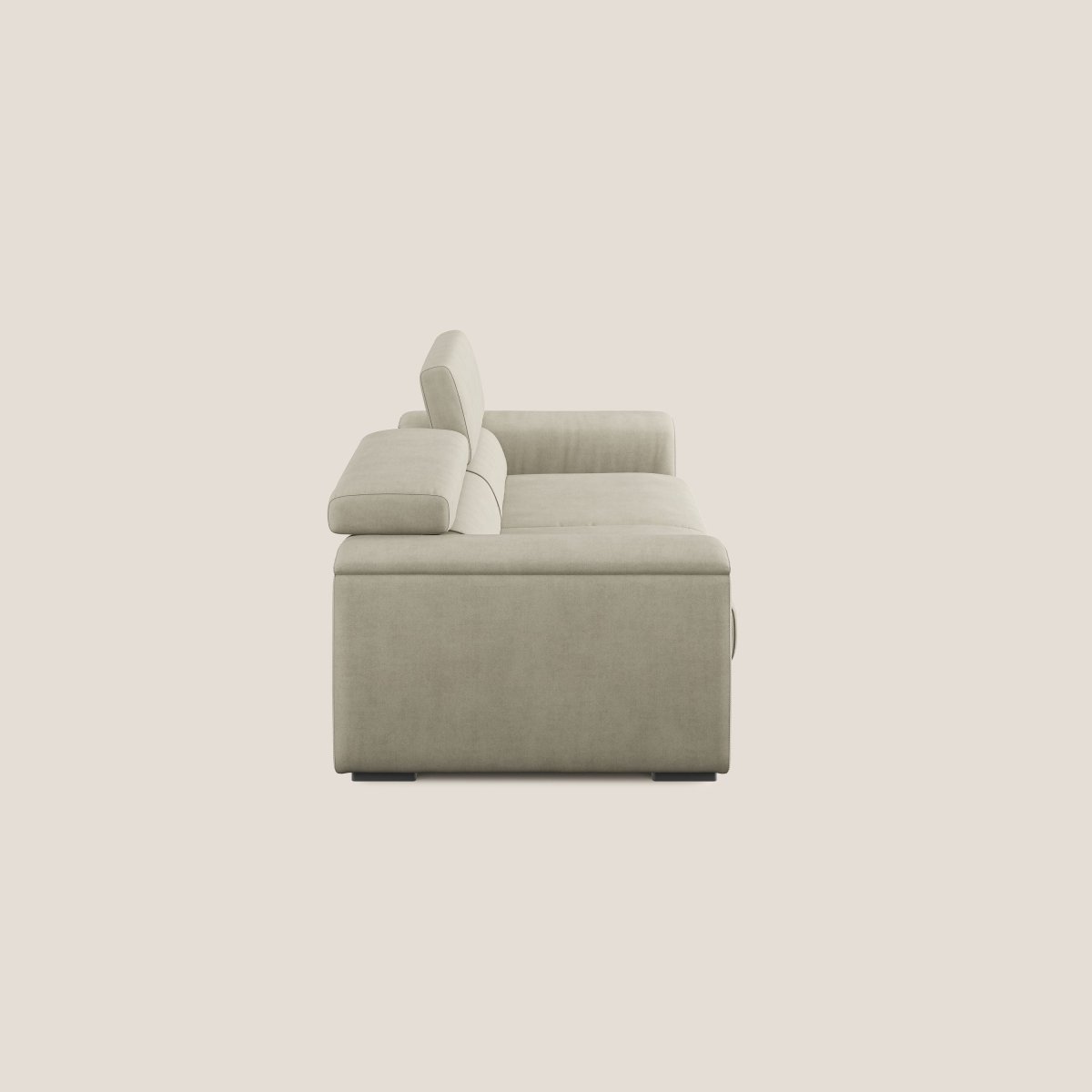 Zeno canapé linéaire avec pouf extractible en tissu doux imperméable T02 crème – Image 6