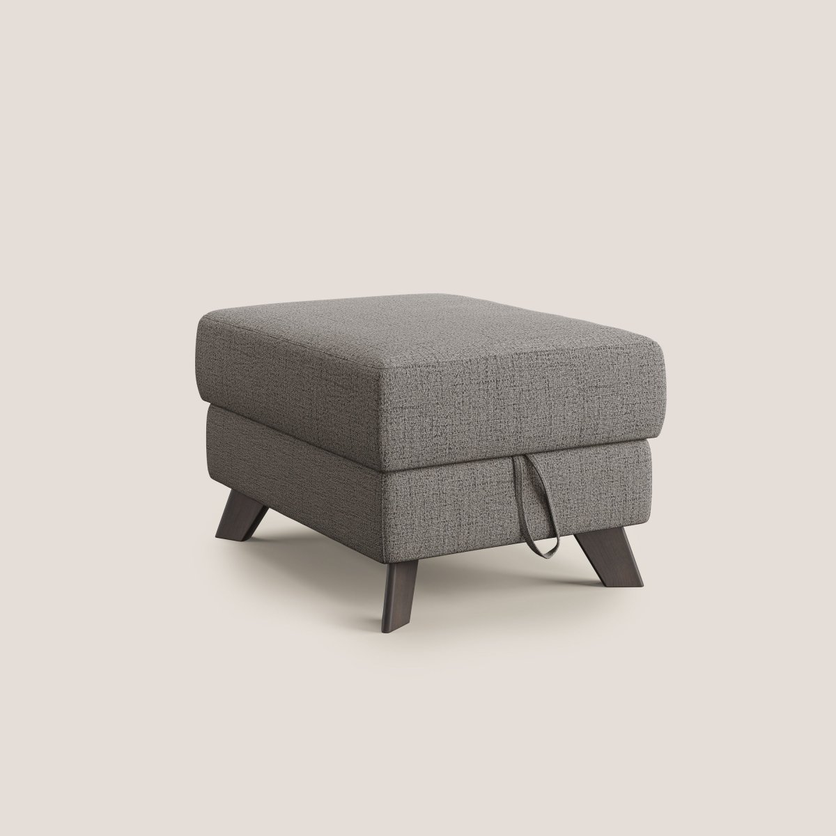 Moon Pouf coffre aux pieds hauts en tissu doux imperméable flammé T03 TAUPE – Image 9